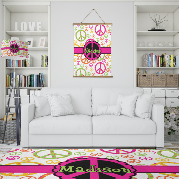 Peace Sign Wall Hanging Tapestry - Portrait - IN CONTEXT