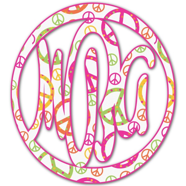 Custom Peace Sign Monogram Decal - Large (Personalized)
