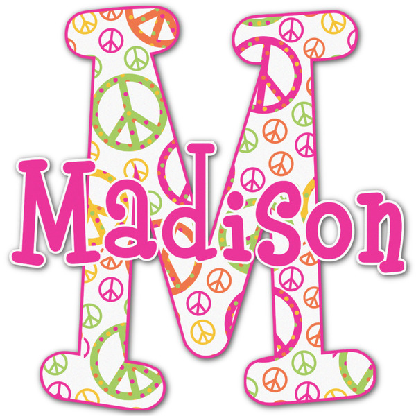 Custom Peace Sign Name & Initial Decal - Up to 12"x12" (Personalized)