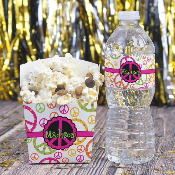 Peace Sign Water Bottle Label - w/ Favor Box