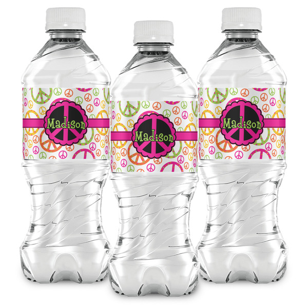 Peace Sign Water Bottle Labels - Front View