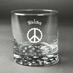 Peace Sign Whiskey Glass (Single) (Personalized)