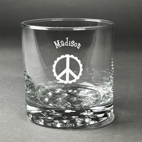 Custom Peace Sign Whiskey Glass - Engraved (Personalized)