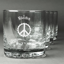 Peace Sign Whiskey Glasses (Set of 4) (Personalized)