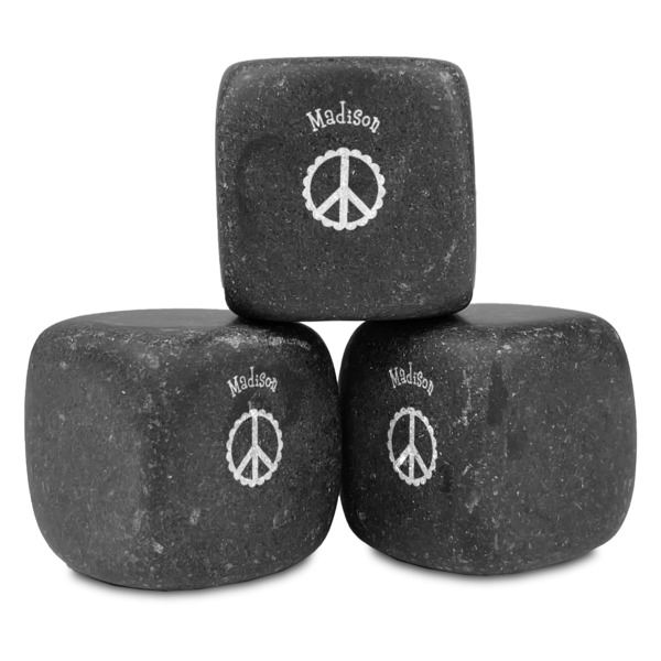 Custom Peace Sign Whiskey Stone Set - Set of 3 (Personalized)