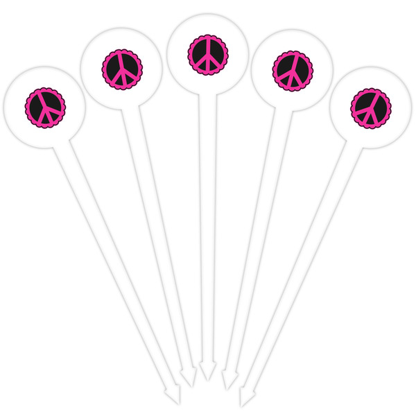 Peace Sign White Plastic 4" Food Pick - Round - Fan View