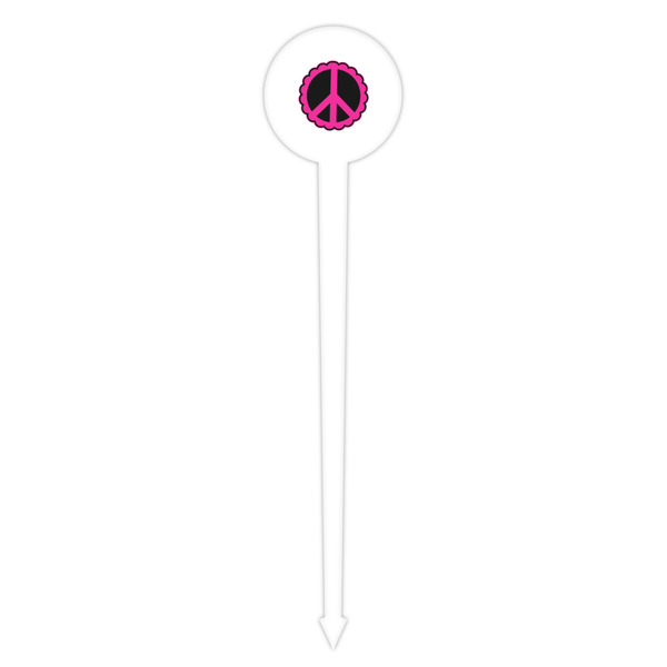 Peace Sign White Plastic 4" Food Pick - Round - Single Pick