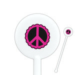 Peace Sign 5.5" Round Plastic Stir Sticks - White - Single Sided