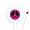 Peace Sign White Plastic 5.5" Stir Stick - Round - Closeup