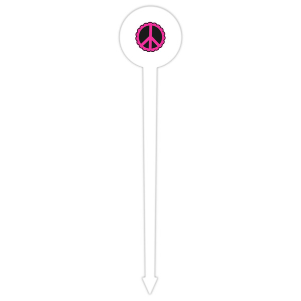 Peace Sign White Plastic 6" Food Pick - Round - Single Pick