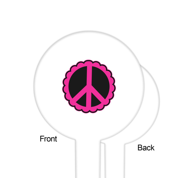 Peace Sign White Plastic 6" Food Pick - Round - Single Sided - Front & Back