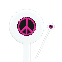 Peace Sign 7" Round Plastic Stir Sticks - White - Double Sided
