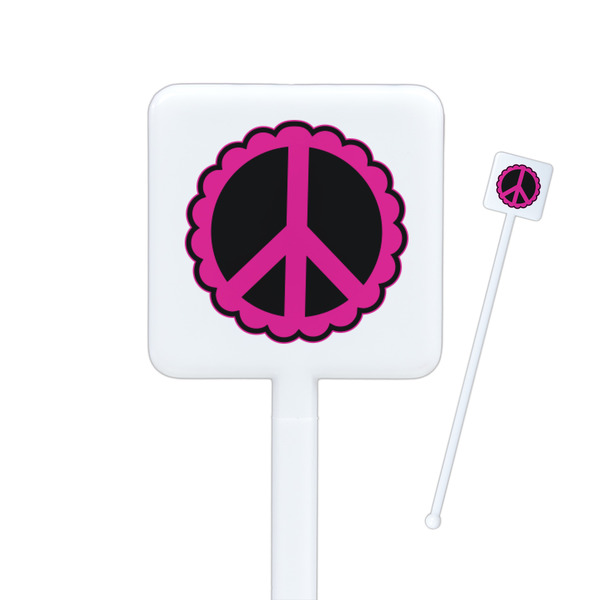 Custom Peace Sign Square Plastic Stir Sticks