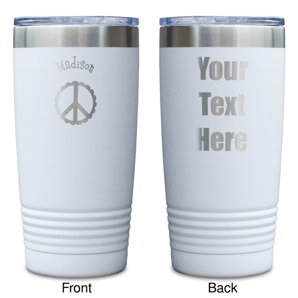 Peace Sign White Polar Camel Tumbler - 20oz - Double Sided - Approval
