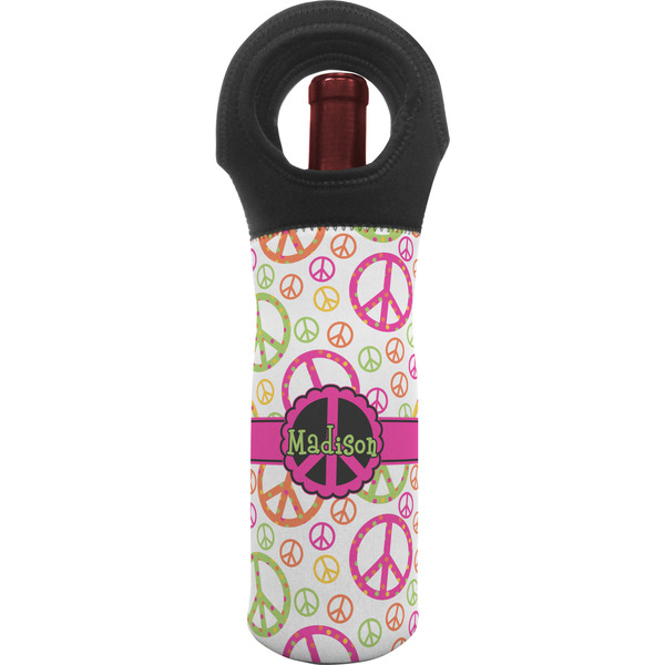 Custom Peace Sign Wine Tote Bag (Personalized)