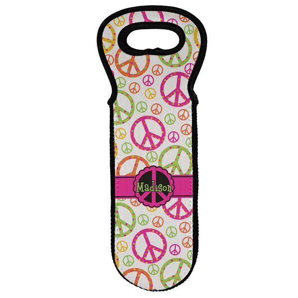 Custom Peace Sign Wine Tote Bag (Personalized)