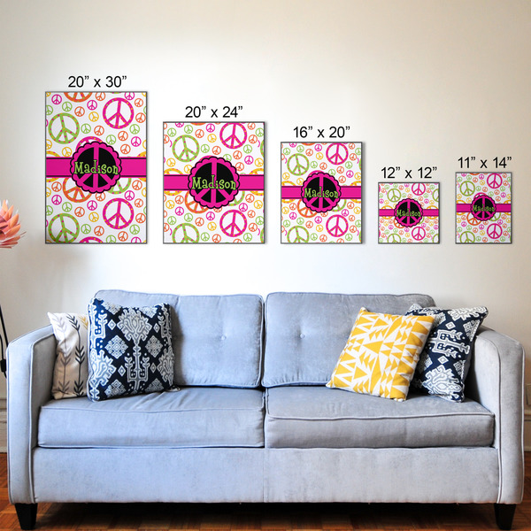 Peace Sign Wood Prints - Size Comparison