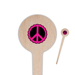 Peace Sign 4" Round Wooden Food Picks - Double Sided