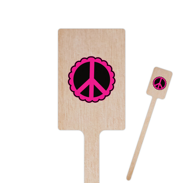 Custom Peace Sign 6.25" Rectangle Wooden Stir Sticks - Double Sided