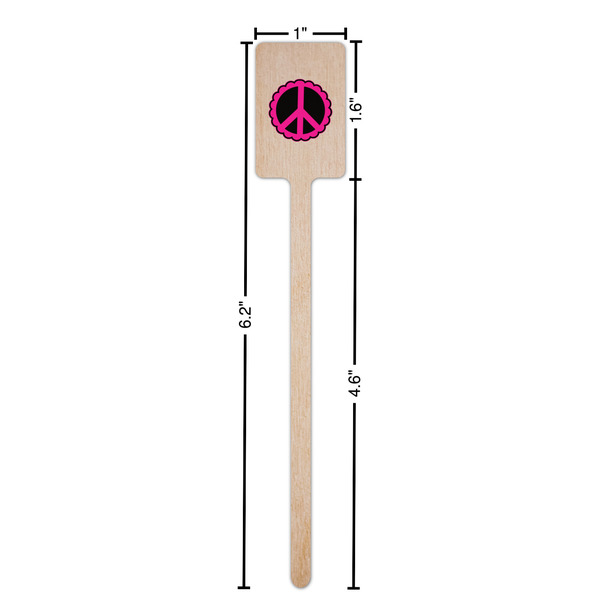 Peace Sign Wooden 6.25" Stir Stick - Rectangular - Dimensions