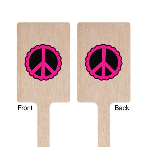 Peace Sign Wooden 6.25" Stir Stick - Rectangular - Double Sided - Front & Back
