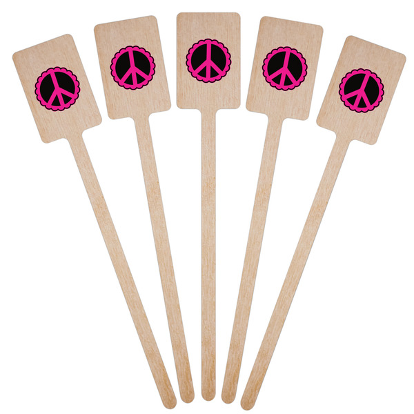 Peace Sign Wooden 6.25" Stir Stick - Rectangular - Fan View