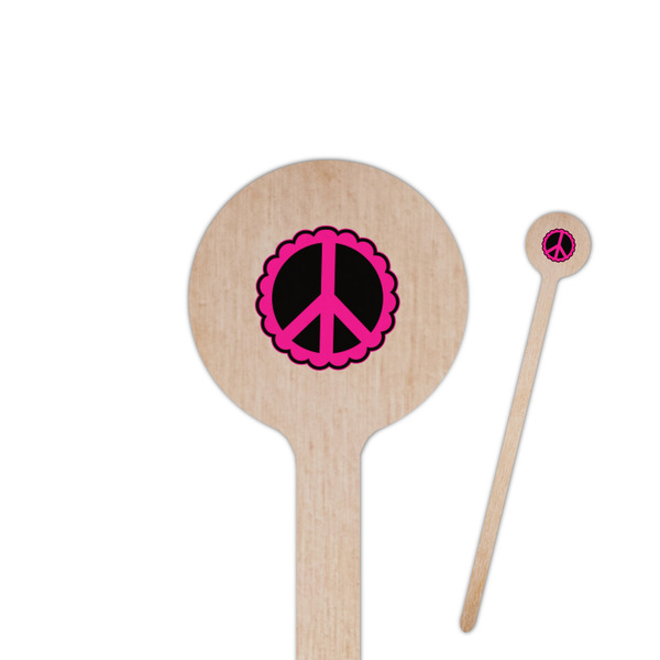 Custom Peace Sign 6" Round Wooden Stir Sticks - Single Sided