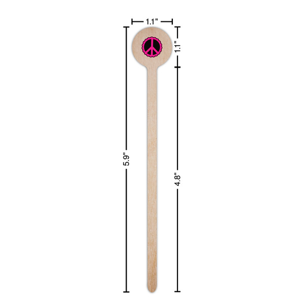 Peace Sign Wooden 6" Stir Stick - Round - Dimensions