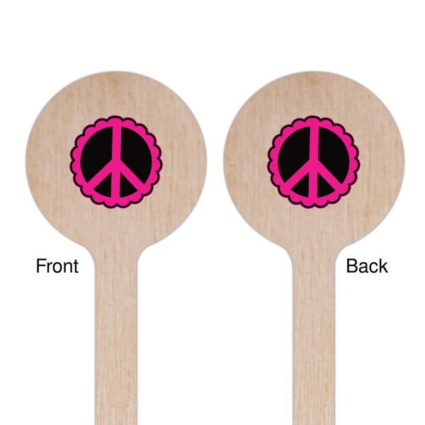 Peace Sign Wooden 6" Stir Stick - Round - Double Sided - Front & Back