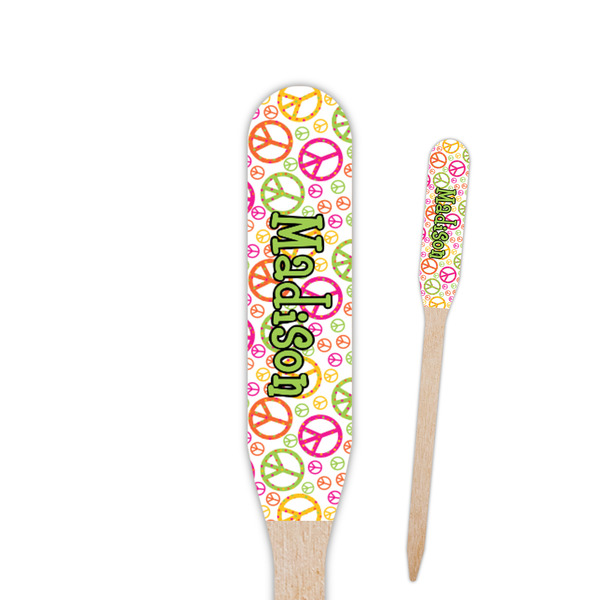 Custom Peace Sign Paddle Wooden Food Picks (Personalized)