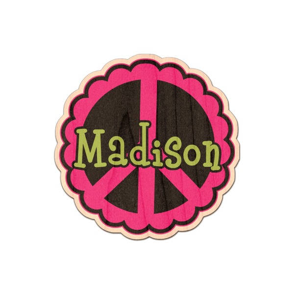 Custom Peace Sign Genuine Maple or Cherry Wood Sticker (Personalized)