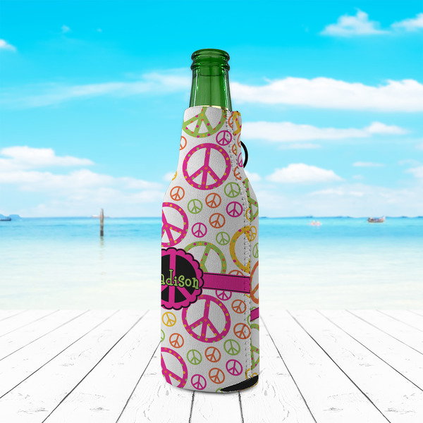 Peace Sign Zipper Bottle Cooler - LIFESTYLE