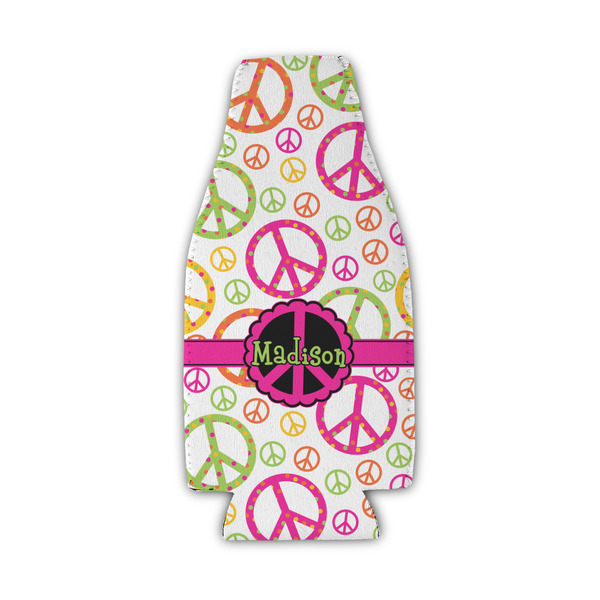 Peace Sign Zipper Bottle Cooler - Set of 4 - FRONT
