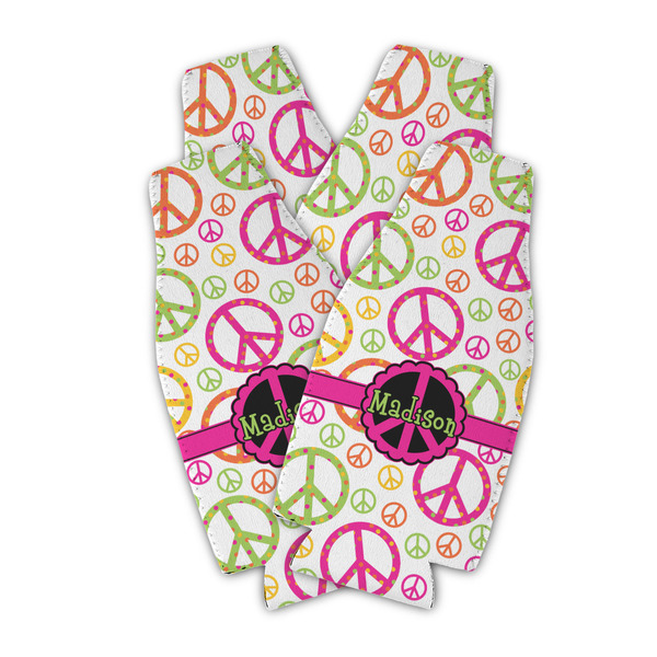 Peace Sign Zipper Bottle Cooler - Set of 4 - PARENT MAIN (flat)