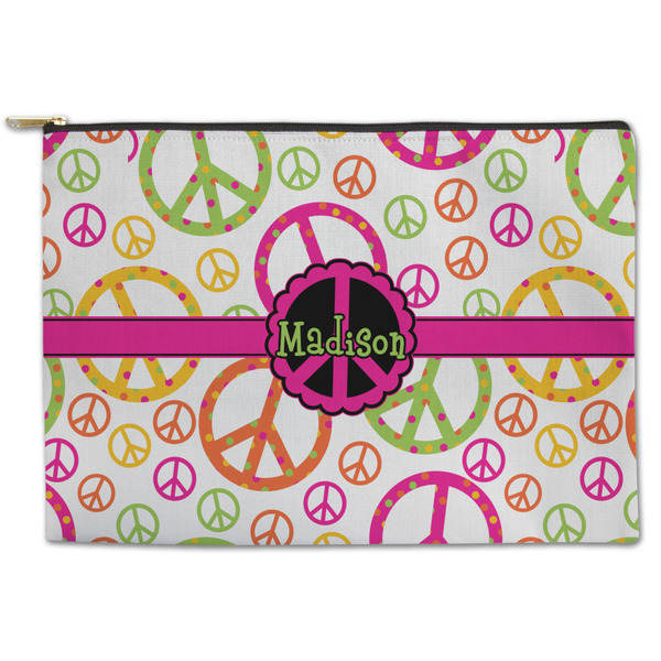 Custom Peace Sign Zipper Pouch - Large - 12.5"x8.5" (Personalized)