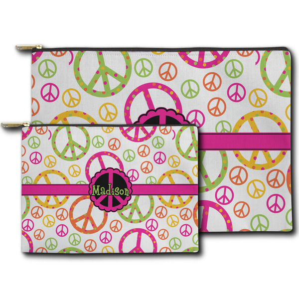 Peace Sign Zippered Pouches - Size Comparison