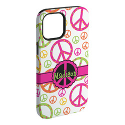 Peace Sign iPhone Case - Rubber Lined - iPhone 15 Plus (Personalized)