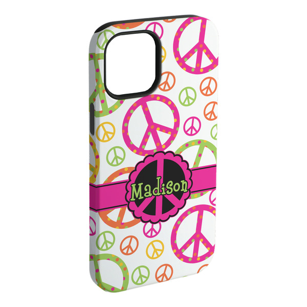 Custom Peace Sign iPhone Case - Rubber Lined (Personalized)