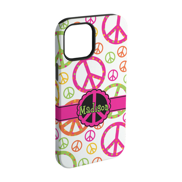 Custom Peace Sign iPhone Case - Rubber Lined - iPhone 15 (Personalized)