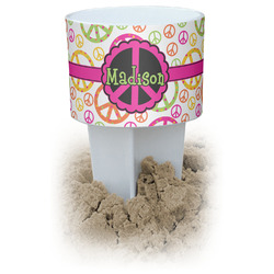 Peace Sign White Beach Spiker Drink Holder (Personalized)