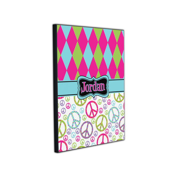 Harlequin & Peace Signs 11x14 Wood Print - Angle View