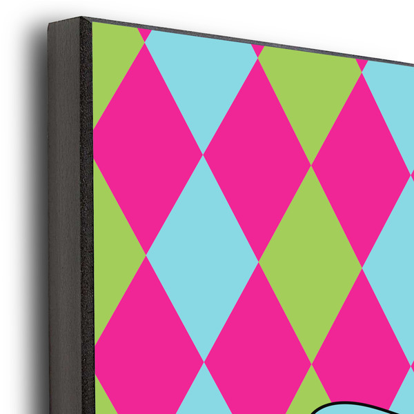 Harlequin & Peace Signs 11x14 Wood Print - Closeup