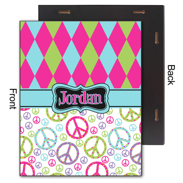 Harlequin & Peace Signs 11x14 Wood Print - Front & Back View