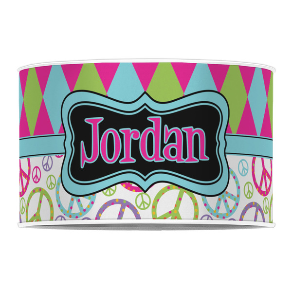 Harlequin & Peace Signs 12" Drum Lampshade - FRONT (Poly Film)