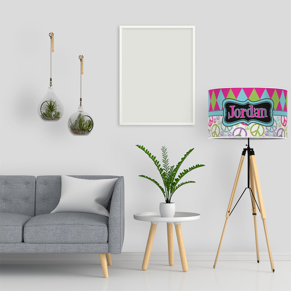 Harlequin & Peace Signs 12" Drum Lampshade - LIFESTYLE