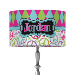 Harlequin & Peace Signs 12" Drum Lamp Shade - Fabric (Personalized)