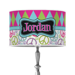 Harlequin & Peace Signs 12" Drum Lamp Shade - Poly-film (Personalized)