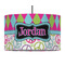 Harlequin & Peace Signs 12" Drum Pendant Lamp - Fabric (Personalized)