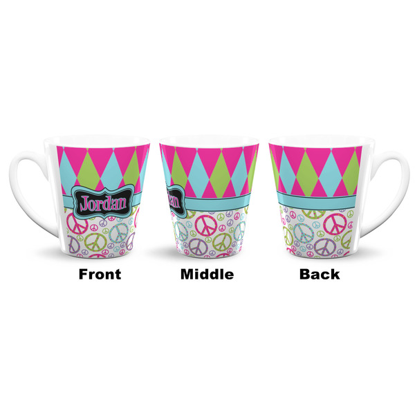 Harlequin & Peace Signs 12 Oz Latte Mug - Approval
