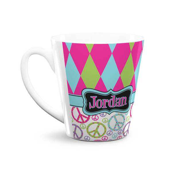 Harlequin & Peace Signs 12 Oz Latte Mug - Front